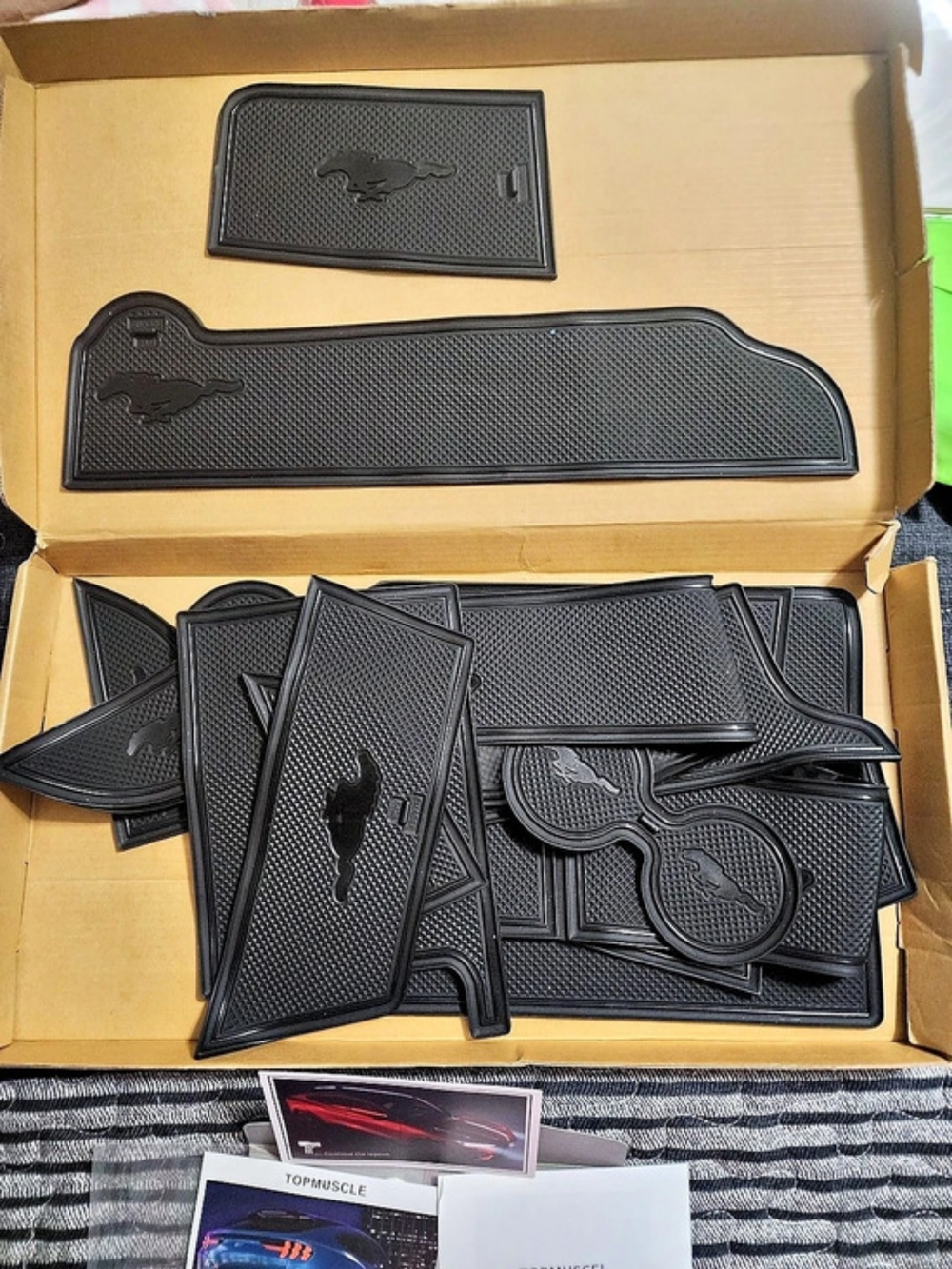 Topmuscle Black Interior Gate Slot and Cup Holder Liners for Ford Mustang Mach-E